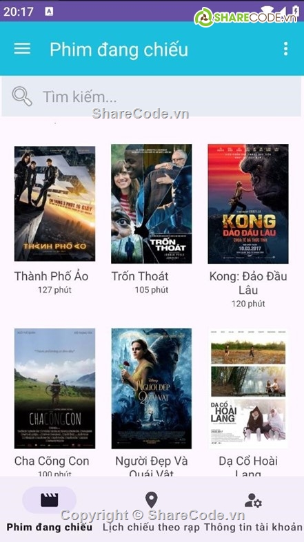 đặt vé xem phim,ứng dụng android,kotlin